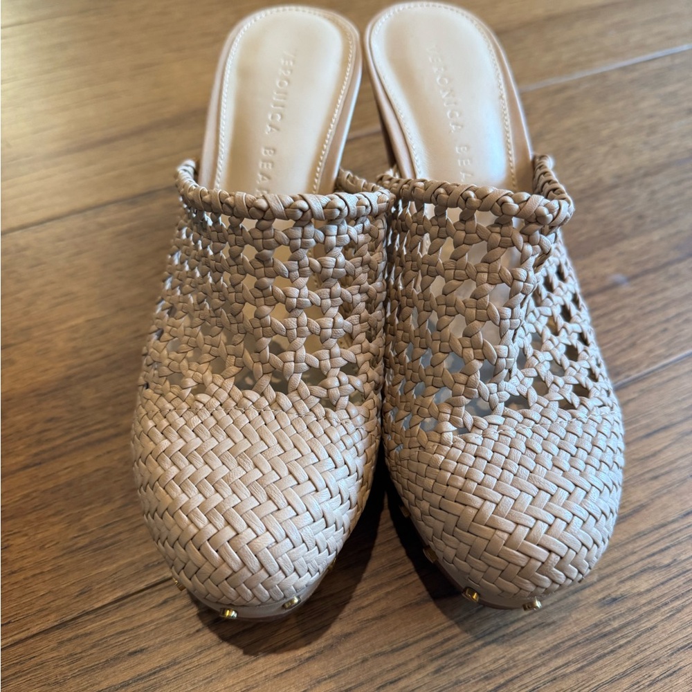 Veronica Beard Beige Woven Women's Mules